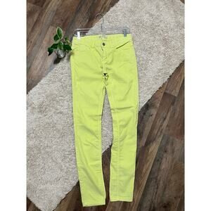 Free People Size 27 Neon Yellow Corduroy Low Rise Skinny Jeans